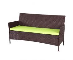 Mendler Serie Halden per lesterno Divano Sofa 3 posti polyrattan Marrone con Cuscino Verde