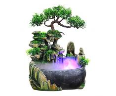 Kudoo Fontane da Tavolo, Fontana dAcqua Interna Meditazione Zen Cascata per Interni, Fontana di Relax Illuminata con Pompa e Luci a LED per Casa, Ufficio, Camera da Letto(220V)