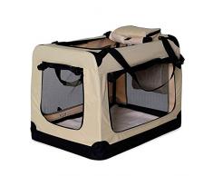 lionto Borsa Trasportino per Cani Scatola pieghevole per Animali Borsa per Cani, (S) 50x34x36 cm Beige