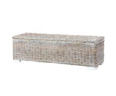 Festnight Scatola Portaoggetti Cassapanca da Giardino 120 x 35 x 35 cm Panca Contenitore in Rattan Kubu e Massello Mango Contenitore Cassapanca Esterno Terrazza Patio Balcone