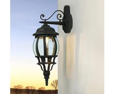 Licht-Erlebnisse Lanterna retrò da parete per esterni Brest stile rustico color antracite E27 impermeabile IP23 perfetta per cortile, giardino e viale di ingresso