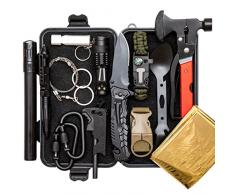 ALTAITREK PRO Kit Sopravvivenza con Coltello, Coperta Termica, acciarino, Penna Difesa Personale, Ascia Multifunzione | Per Campeggio, Soccorso | Lunico con Filtro Acqua Emergenza. Survival