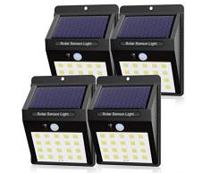EXTRASTAR Luce Solare LED Esterno, Faretti Solari da Giardino Lampada Solare con Sensore di Movimento Impermeabile Faretti Solari a Led da Esterno Lampade Solari Led da Esterno【4 Pezzi】