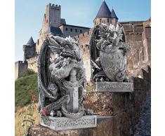 Design Toscano CL92897 Drago Re Artù spada e scudo statua coppia