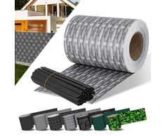 KESSER® Strisce per la Privacy in PVC Stuoie a Doppia Asta Recinzione Opaca | Resistente alle intemperie e al Vento | Schermo Privacy per Giardino Recinzione per Giardino (35 m, Rattan-Grau)