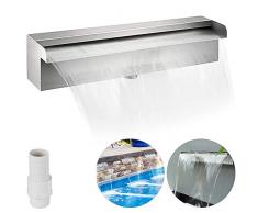 GIOEVO Fontana per Piscina a Cascata 30 x 11.5 x 8 cm Fontana per Piscina Rettangolare Costruita in Acciaio Inossidabile Laghetto per Cascata