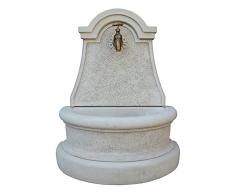 STONE art & more Fontana da parete Arezzo, H 80 cm, bianco antico, in pietra marmo pressofuso, Made in Italy, 100% resistente al gelo.
