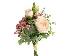 MISNODE Fiori artificiali Lotus Gypsophila raggruppati rami, simulazione peonia fiori eucalipto bouquet, fiori di seta finti gambo cespuglio, Champagne