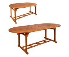 AKTIVE 61026 - Tavolo Giardino allungabile Ovale Legno Acacia, 6-8 Persone, Sala da Pranzo allungabile per Uso Interno ed Esterno, esteso: 200 x 90 x 74 cm