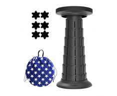 BiiKoon Sgabello Pieghevole per Adulti Sedile Telescopico Leggero Portatile Espandibile Aggiornato Pesca Campeggio Viaggio Allaperto Giardino Barbecue Carico 550 Libbre (Color : Black)