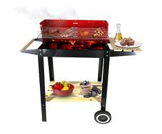 Barbecue a carbonella, da terrazzo, giardino o balcone, barbecue americano con griglia in acciaio inox, kit grigliata barbecue portatile con ruote, 83 x 28 x 83 cm