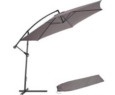 TecTake 403428 Ombrellone Parasole da Giardino (3,5M.), Protezione dai Raggi UV, Giardino Terrazzo Balcone, Grigio, incl. Telo di Protezione