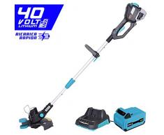 BAKAJI Decespugliatore Elettrico con Batteria Ricaricabile Litio 40V 2.5Ah Tagliaerba Tagliabordi Altezza e Testata Taglio Regolabile Rasaerba Giardino, Kit Completo di Batteria 40V e Caricabatteria