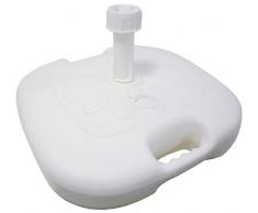 SF SAVINO FILIPPO Base Basamento Supporto in Dura Resina di plastica Bianca per ombrellone con Serbatoio riempibile Quadrata Angoli arrotondati e Adattatore per palo