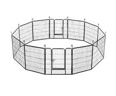 Yaheetech Recinto per Cani Cuccioli Conigli Gatti Animali Domestici da Interno e Esterno Giardino Rete Recinzione Metallica Ferro 12 pz 80 x 80 cm