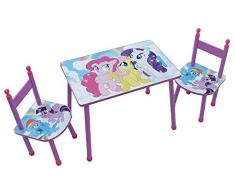Fun House 712524 My Little Pony Set Tavolo con due sedie per bambini in MDF Rosa 60 x 40 x 44 cm