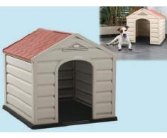 Happy House Cuccia per Cani in Resina PLASTICA Puppy Taglia Media Medium 61X68X58 CM Beige con Tetto Rosso