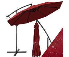 tillvex Ombrellone da Giardino Ø 300 cm con manovella | Ombrellone con asta per giardino, terrazza, balcone, | Materiale Alluminio con protezione UV - impermeabile | Ombrellone a manovella con base