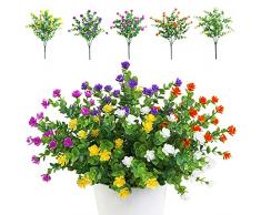 TSHAOUN 5 pezzi Fiori Finti Artificiali Arbusti Piante Resistenti ai Raggi UV per Interni ed Esterni, Decorazione per Casa, Ufficio, Giardino, Patio, Cortile (Multicolore 5 Pezzi)