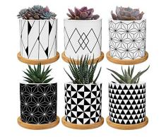 Vasi per piante succulente, vaso piccolo con fori di drenaggio e piattini, mini vasi per piante da 2,8 pollici per piante succulente, 6 confezioni