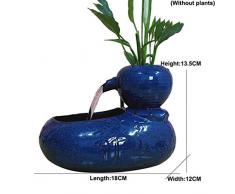 Fontane decorative Indoor Fontana Desktop Fontana Feng Shui fontana di acqua for la casa in ceramica Fish Tank idroponica Flower Pot Desktop Ornaments Fontane Decorative Da Interno ( Color : Black )