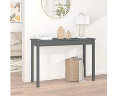 Homgoday Tavolo Consolle Grigio 110x40x75 cm in Legno Massello di Pino, Tavolinetto da Soggiorno, Tavolino da Salotto, Tavolo per Ufficio Camera da Letto Giardino