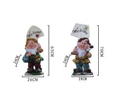 Grandi Nani, Statue da Giardino, Cortile Esterno Colore Resina Carino Artigianato Ornamenti Ornamenti Nani (Color : A)