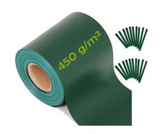 workingHOUSE Telo Frangivista in PVC per Rete a Doppia Sbarra - Rete Frangivista per Recinzione da Giardino con Strisce di Fissaggio - 450 g/m² - 35m x 19cm - Facile da Installare (Verde)