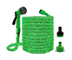 Tubo da Giardino Estensibile 7.5m/15m/ 22.5m/ 30m, Tubo Flessibile da Giardino con Pistola a Spruzzo dAcqua 7 Funzioni,per Lavaggio auto, Giardino, Prato, Irrigazione