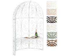 CLP Padiglione Giardino con Panca Rosie I Gazebo Padiglione in Ferro I Pergola A Semiluna Portata Max 200 kg, Colore:Antico Bianco