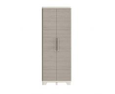 Keter Wood Grain Armadio Alto, Grigio con porte imitazione legno, 68 x 39 x 182 cm