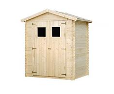 TIMBELA M367 Casetta da Giardino in Legno per Esterni - L196xL136xA218 cm/ 1.98 m2 - Piccola Casetta in Legno, Rimessa Attrezzi, Deposito Bici