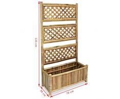 SOULONG Fioriera da Giardino in Legno, Fioriera con Traliccio in bambù, Fioriera da Balcone Esterno con Graticcio per Piante Rampicanti, Vaso per Piante, 70 x 30 x 135 cm