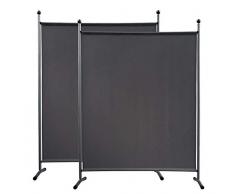 QUICK STAR 2 Pezzi Paravento da Giardino 150 x 190 cm Divisorio in Tessuto Protezione della Privacy Grigio