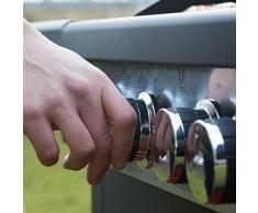 Barbec-U Grill a gas profi 3 + 1, grill su ruote, postazione griglia con 3 bruciatori principali e uno laterale, barbecue a gas con diversi accessori, perfetto come grill a gas per campeggio e postazione griglia, su ruote, con