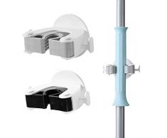 Porta Scope Parete,2 Pezzi Autoadesiva Portaspazzole Da Muro,Porta Scopa e Scopa Autoadesivi,Mop e Scopa Titolare,Mop Holder,per Uso Domestico,Scopa,Bagno,Cucina,Giardino (Nero,Grigio)