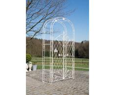 CLP Arco per Piante Rampicanti Melissa con Cancello in Ferro – Pergolato per Fiori con Porta Romantico Nostalgico - Supporto Piante con Porta a Doppia Anta I Arco per Giardino, h 220 cm Crema Antico