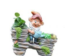 Nano di design con 2 vasi da 35cm 91032-3 Decorazione di figurine nane da giardino