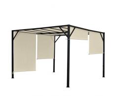Mendler Gazebo pergola baldacchino apribile Baia Acciaio Poliestere 4x4m Avorio