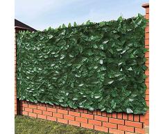 SIEPE FINTA ARTIFICIALE ROTOLO RETE FRANGIVISTA FRANGIVENTO ORNAMENTALE CON FOGLIA EDERA LAURO OSMANTUS SINTETICA ANTICADUTA PER RINGHIERA TERRAZZO BALCONE GIARDINO (2 x 3 metri)
