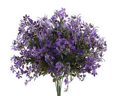 HUAESIN Fiori Finti per Decorazioni Bouquet Fiori Artificiali Autunno Fiori Artificiali da Esterno Arbusti con Foglia di Acero Mazzo Fiori Finti per Decorazioni Balcone Giardino Cimitero Viola