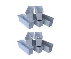 ARTECSIS Porta fioriera Europallet Set di 10 fioriere in Metallo Bianco Scatola da Balcone Scatola da Balcone Inserto in lamiera per Pallet