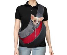 DMSL Tracolla per Cane, Senza Spalline per Cani, Borsa in Rete Traspirante Regolabile, Adatta per Cani di Piccola Taglia o Gatti per Viaggi allaperto, Adatta per Cani di Peso 5kg/11 lb - Red
