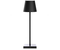Doni Bomboniere 1 Lampada da tavolo led senza fili ricaricabile touch design moderno in metallo interno/esterno luce calda/fredda salotto giardino ristorante (Nera)