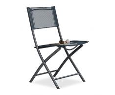 Relaxdays 10020943 Sedia Pieghevole da Balcone Metallo Plastica Seduta da Giardino HxLxP: 87 x 55 x 48,5 cm, Grigio Antracite