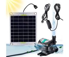 Kit pompa ad acqua solare – Pompa per bacino solare con batteria – pompa filtro per laghetto esterno – Kit pompa ad aria ad ossigeno ad energia solare per bacino acquario fontane bacino