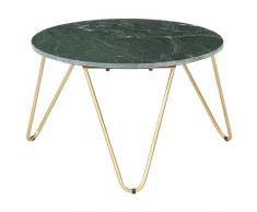 Homgoday Tavolino da Caffè Verde 65x65x42 cm Pietra Vera Testura Marmo, Tavolino da Salotto, Tavolinetto da Soggiorno, Tavolo per Ufficio Camera da Letto Giardino