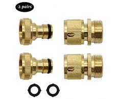 YGSAT 2 paia 3/4 Ottone Adattatore Rubinetto Canna Acqua Attacco Rapido Acqua Raccordo Rubinetto Tubo Giardino Raccordo Rapido Acqua Raccordi per Tubi Maschio e Femmina Raccordi Irrigazione
