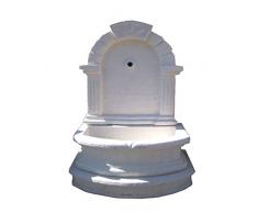 MONDO ARTISTICA Fontana a muro parete da giardino per arredi esterno in cemento e polvere di marmo - altezza cm 120- base 70 x 43 bianco made in Italy