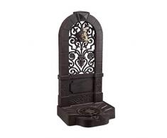Relaxdays 10022941 Fontana da Parete Giardino, Terrazza, Stile Antico, Rubinetto, Vaschetta, HxLxP: 74 x 36 x 30 cm, Marrone